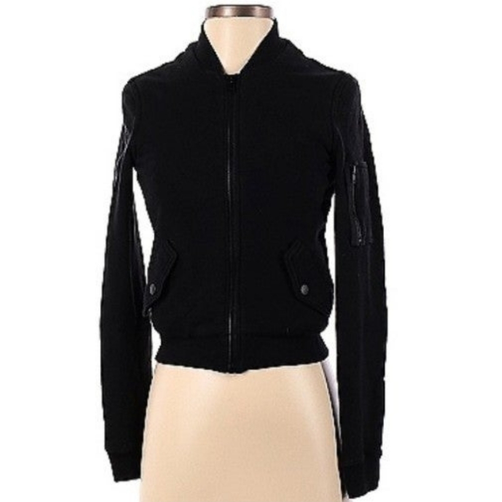 JAMES PERSE Brushed Fleece Bomber Jacket Size 1 Black
